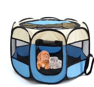 KFX-8680381 Folding Octagonal Pet Fence with Waterproof Oxford Cloth and Anti-Mosquito Mesh for Cats and Dogs