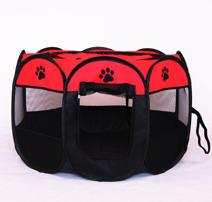 KFX-8680381 Folding Octagonal Pet Fence with Waterproof Oxford Cloth and Anti-Mosquito Mesh for Cats and Dogs