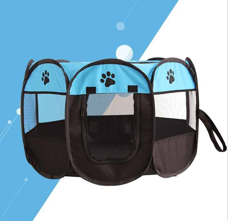 KFX-8680381 Folding Octagonal Pet Fence with Waterproof Oxford Cloth and Anti-Mosquito Mesh for Cats and Dogs
