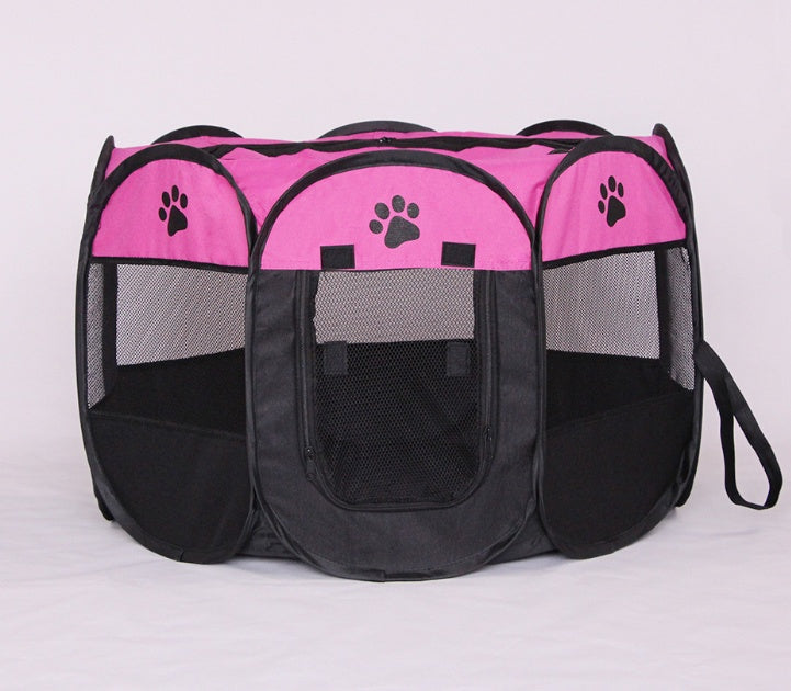 KFX-8680381 Folding Octagonal Pet Fence with Waterproof Oxford Cloth and Anti-Mosquito Mesh for Cats and Dogs