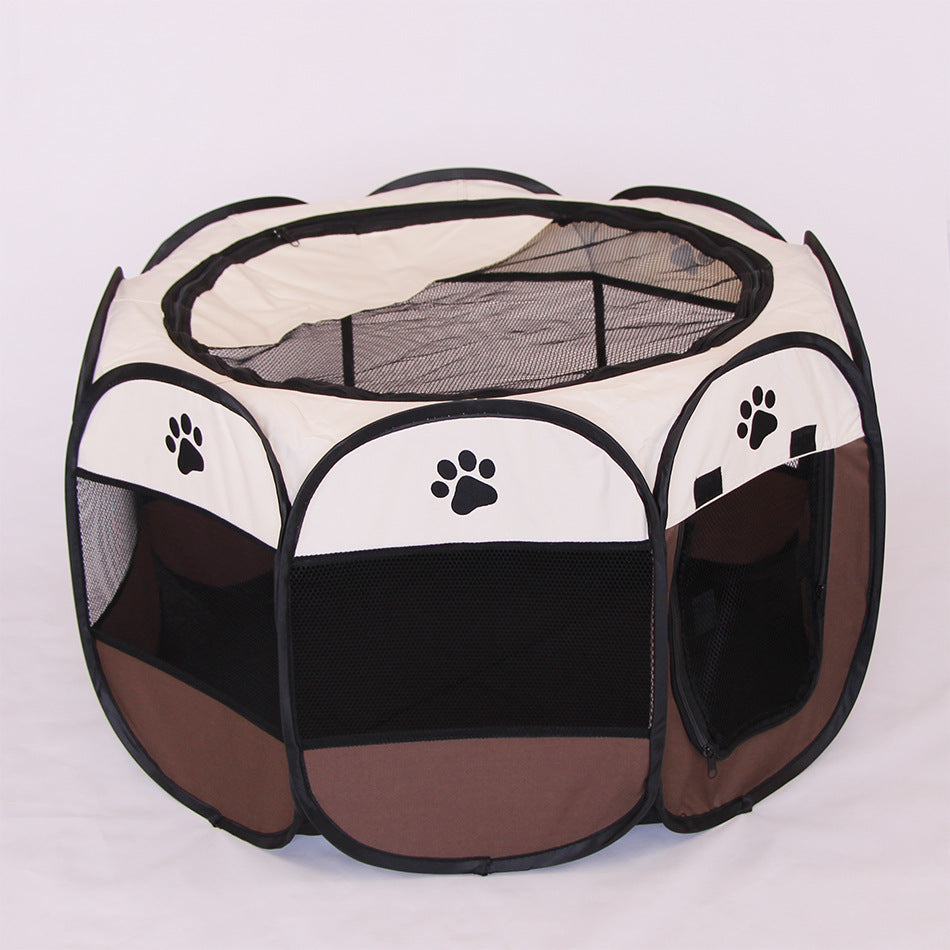 KFX-8680381 Folding Octagonal Pet Fence with Waterproof Oxford Cloth and Anti-Mosquito Mesh for Cats and Dogs