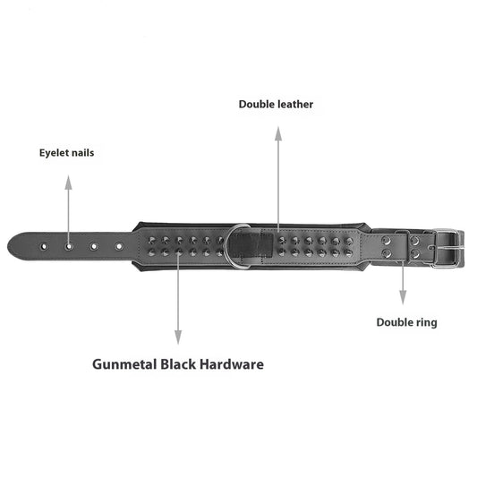 KFX-8681405 Stylish Leather Dog Collar with Rivets in Various Colors and Sizes
