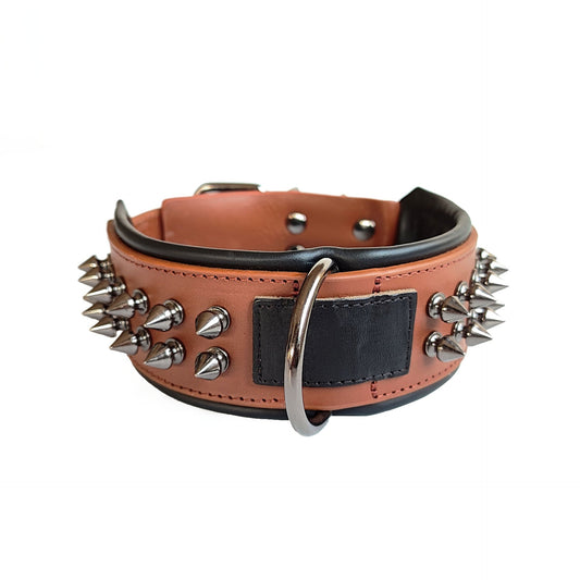 KFX-8681405 Stylish Leather Dog Collar with Rivets in Various Colors and Sizes