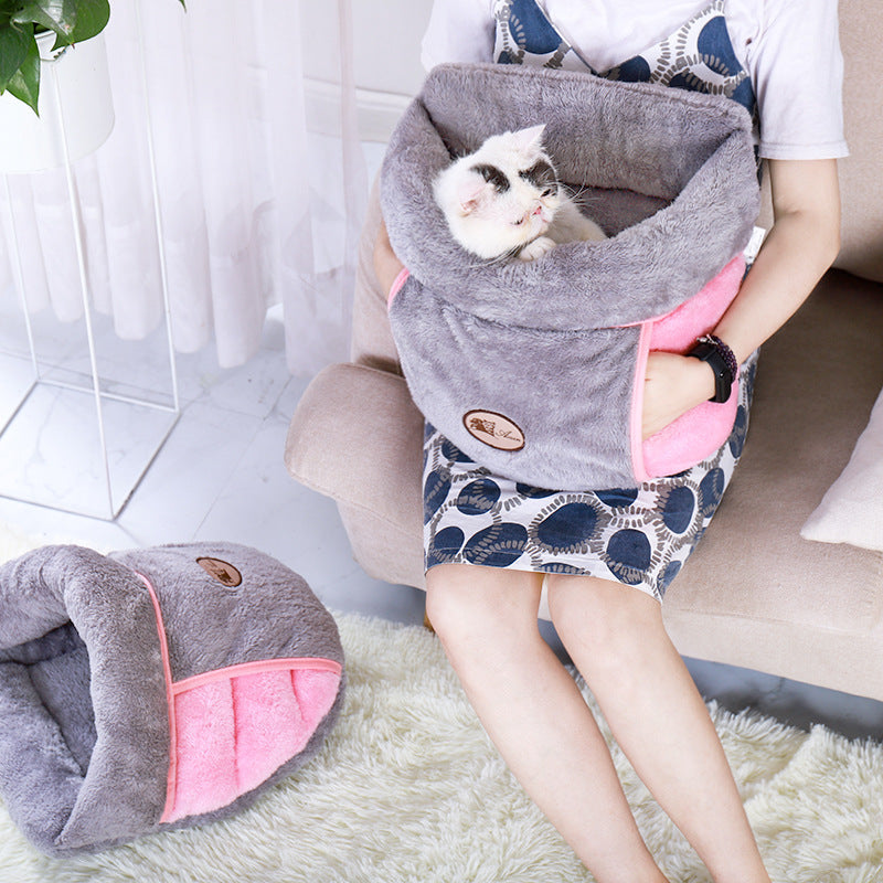 KFX-8682813 Cozy Cat Nest Slippers in Various Colors - Soft Cloth Material, S Size (37x31x17cm)