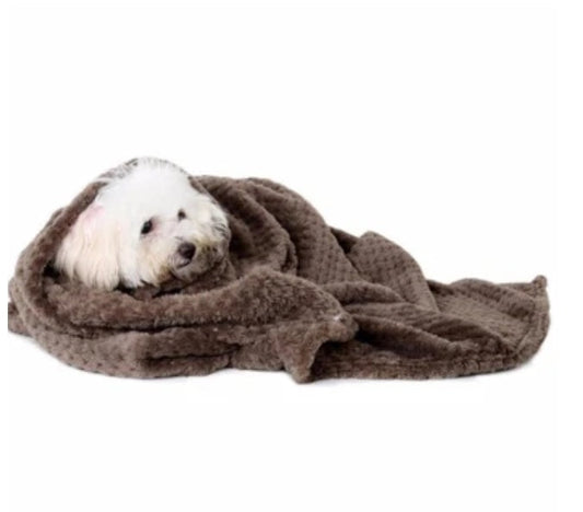 KFX-8685373 Cozy Pure Cotton Flannel Pet Blanket in Brown, Green, and Beige - 70x100 cm