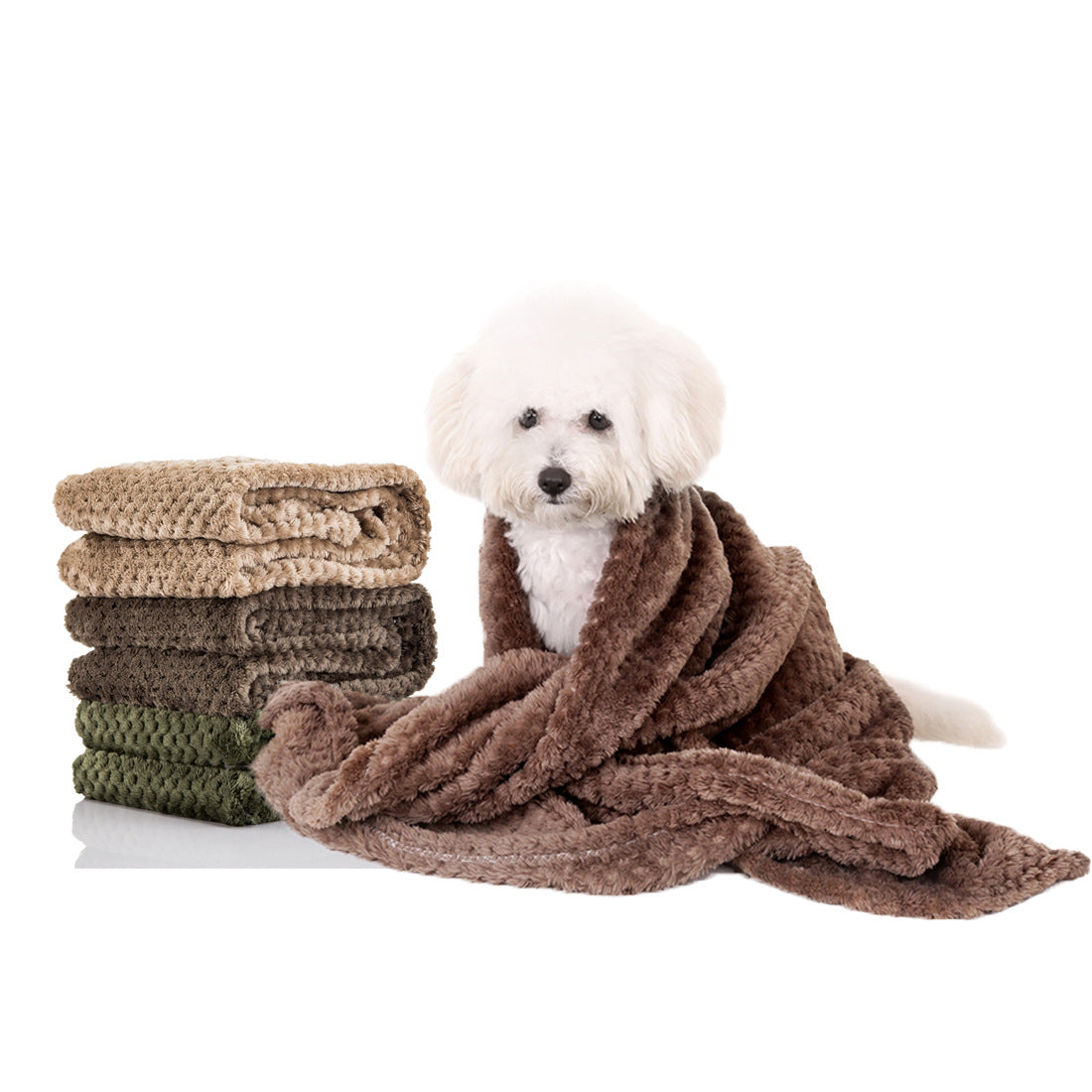KFX-8685373 Cozy Pure Cotton Flannel Pet Blanket in Brown, Green, and Beige - 70x100 cm