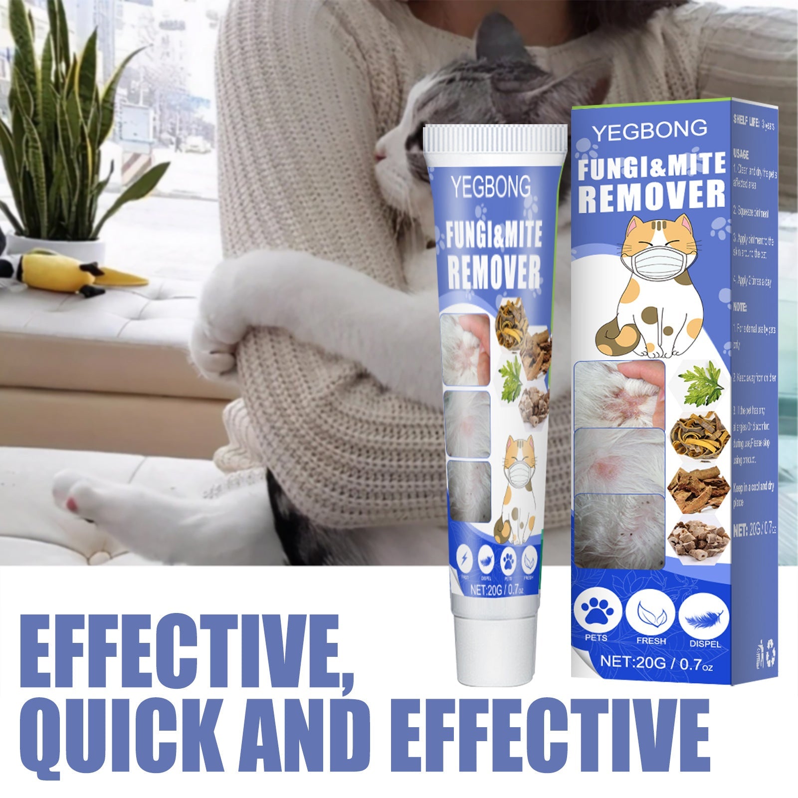 KFX-8686397 Pet Anti-Mite Cream for Dogs - Relieves Itching and Dry Skin with Chamomile and Sophora Flavescens, 20g