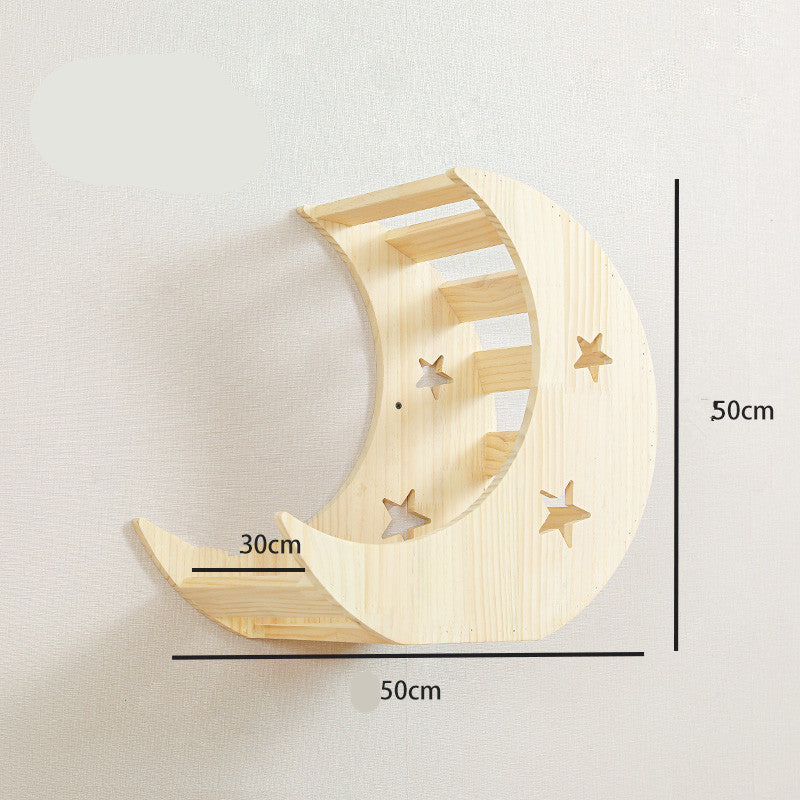 KFX-8687805 Solid Wood Wall-Mounted Cat Toy Platform with Sisal Grabbing Column and Grinding Board