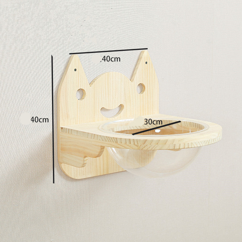 KFX-8687805 Solid Wood Wall-Mounted Cat Toy Platform with Sisal Grabbing Column and Grinding Board