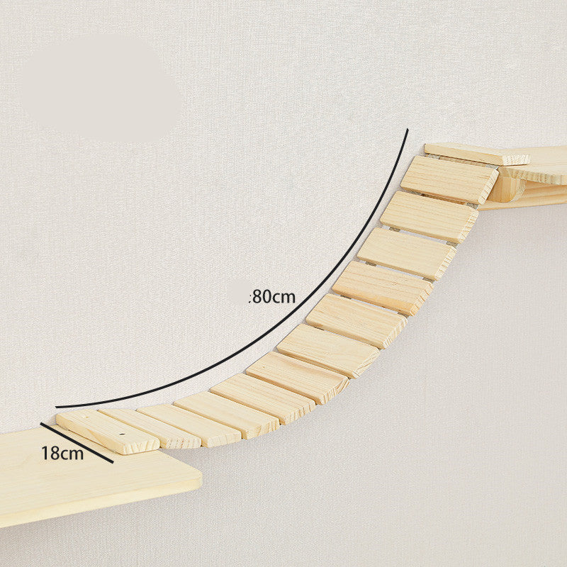 KFX-8687805 Solid Wood Wall-Mounted Cat Toy Platform with Sisal Grabbing Column and Grinding Board