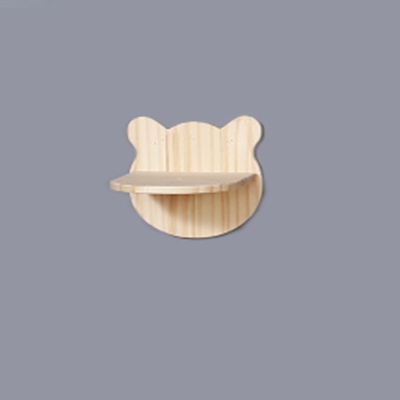 KFX-8687805 Solid Wood Wall-Mounted Cat Toy Platform with Sisal Grabbing Column and Grinding Board