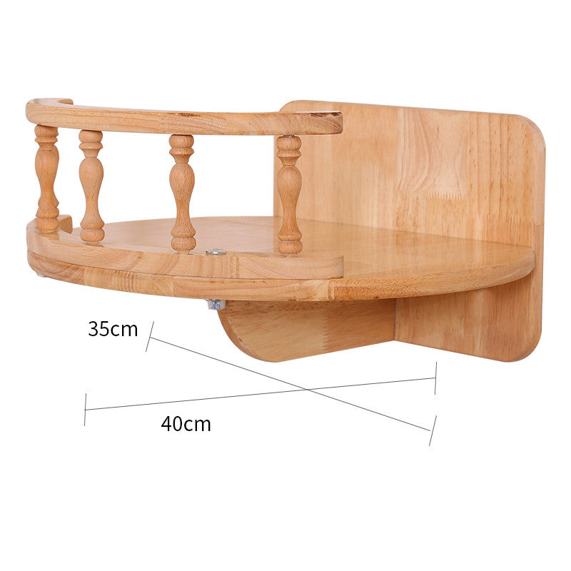 KFX-8687805 Solid Wood Wall-Mounted Cat Toy Platform with Sisal Grabbing Column and Grinding Board