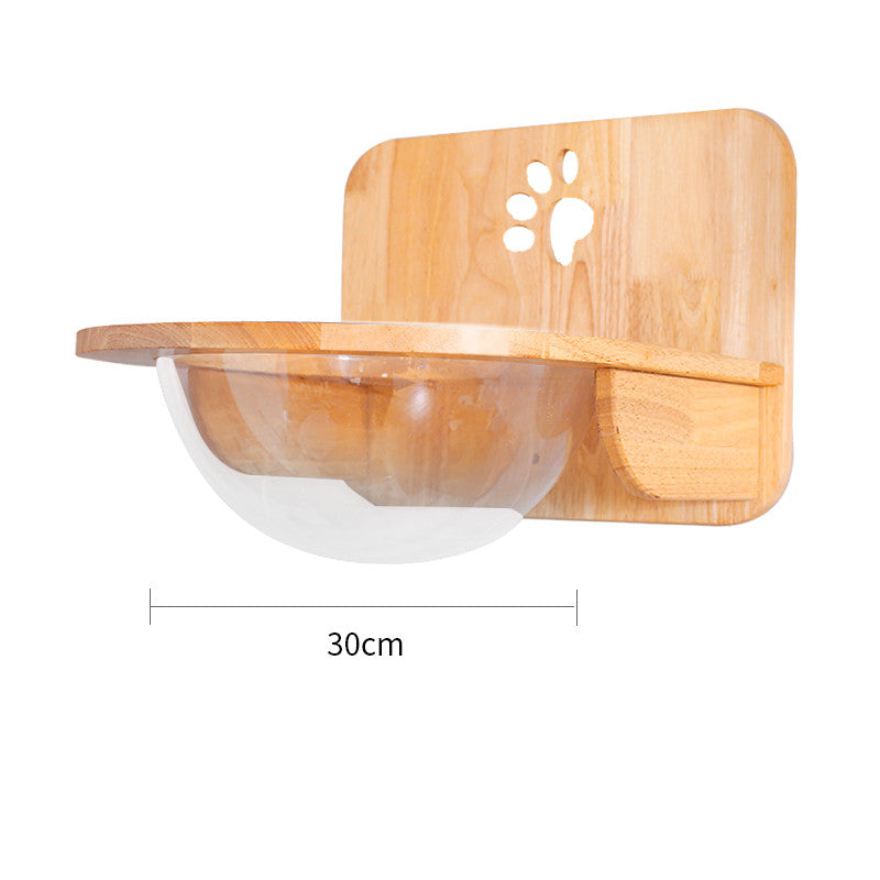 KFX-8687805 Solid Wood Wall-Mounted Cat Toy Platform with Sisal Grabbing Column and Grinding Board