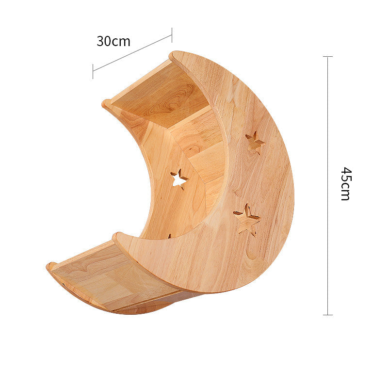 KFX-8687805 Solid Wood Wall-Mounted Cat Toy Platform with Sisal Grabbing Column and Grinding Board