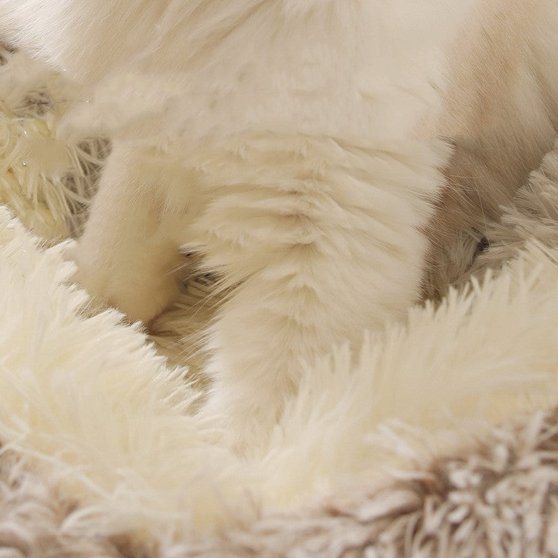 KFX-8688573 Cat's Nest with Plush Velvet and Oxford Bottom - Semi-Enclosed Design in Grey, Pink, Brown