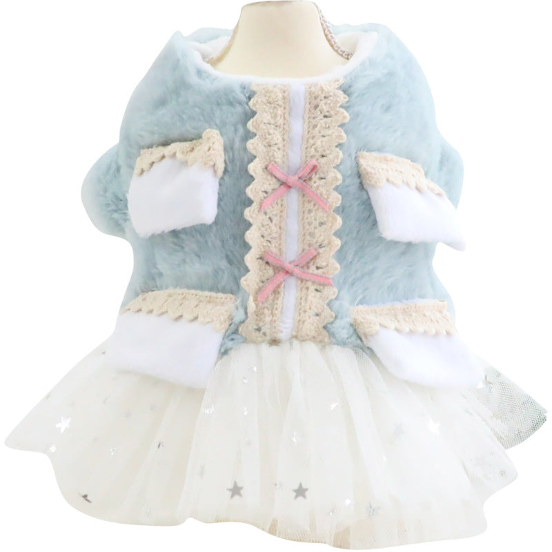 KFX-8688957 Cotton Princess Pettiskirt Dog Coat in Fruit Green and Pink