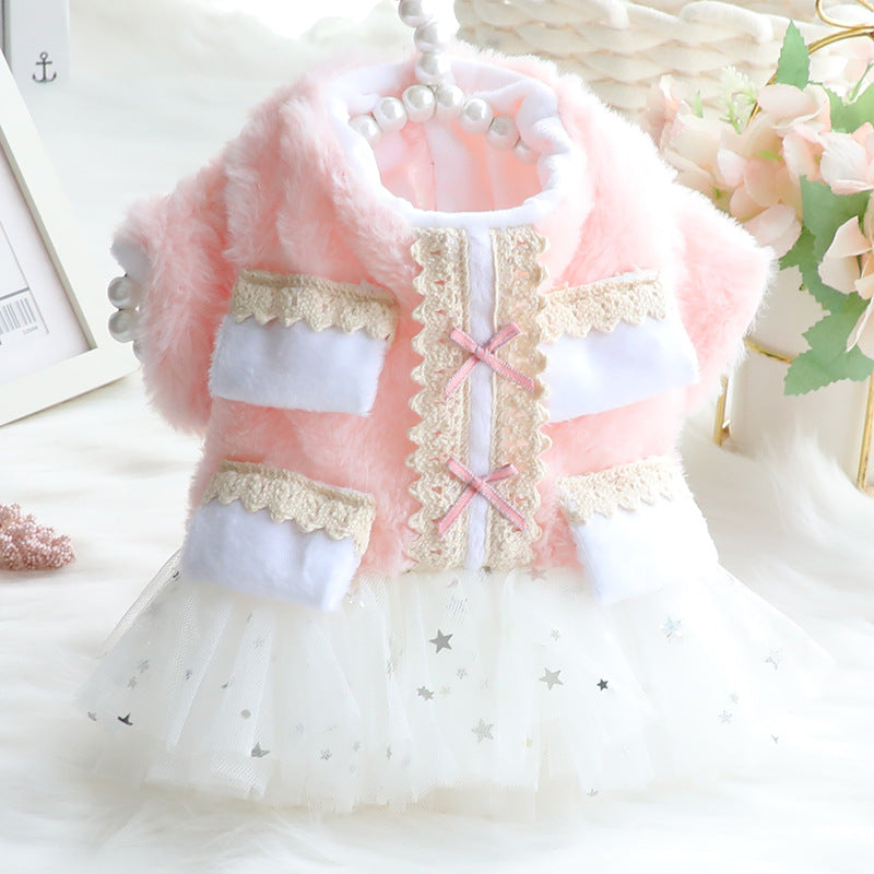 KFX-8688957 Cotton Princess Pettiskirt Dog Coat in Fruit Green and Pink