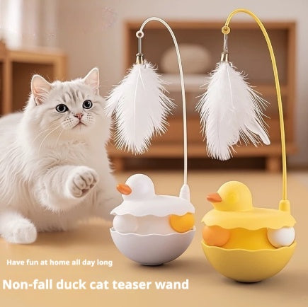 KFX-8689341 Interactive Duck-Shaped Cat Toy - Lightweight and Washable Fun Play Stick for Indoor & Outdoor Kittens