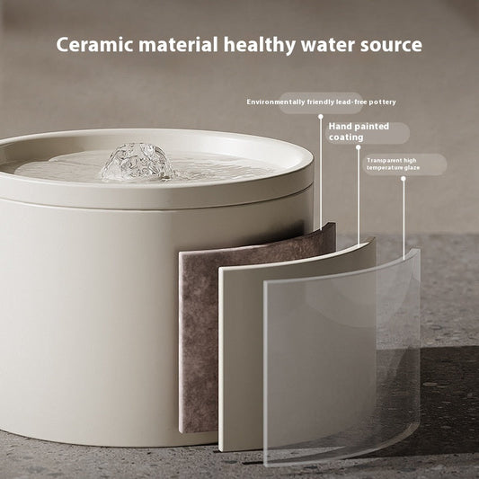 KFX-8690365 Ceramic Cat Water Dispenser with Circulating Filter and Mute Flow