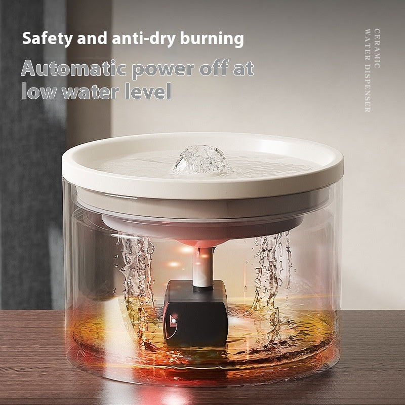 KFX-8690365 Ceramic Cat Water Dispenser with Circulating Filter and Mute Flow