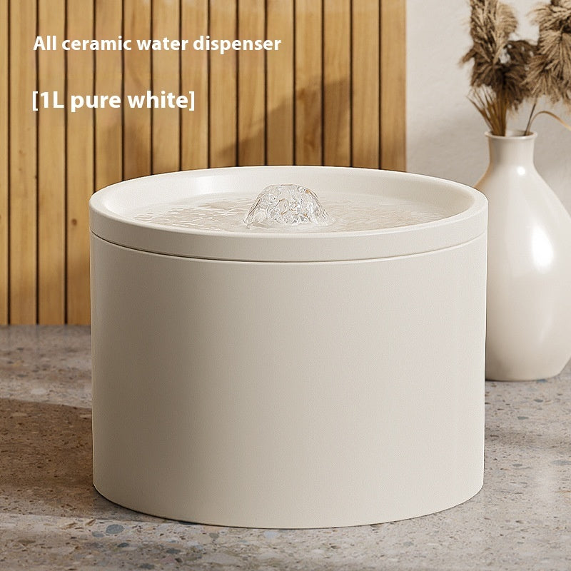 KFX-8690365 Ceramic Cat Water Dispenser with Circulating Filter and Mute Flow