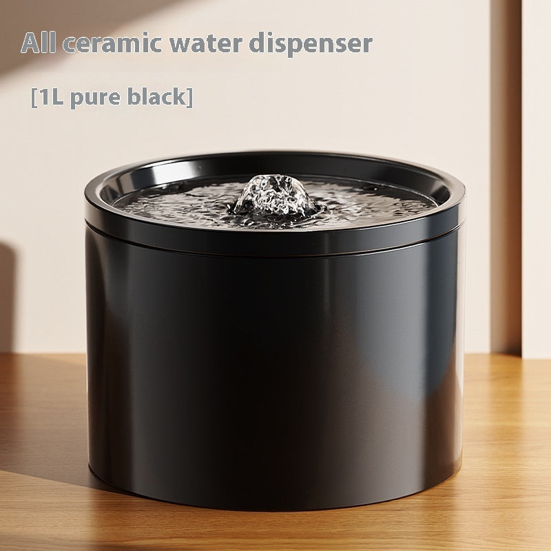 KFX-8690365 Ceramic Cat Water Dispenser with Circulating Filter and Mute Flow