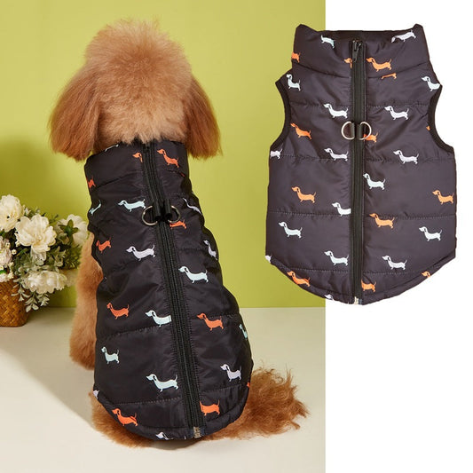 KFX-8690877 Warm Cartoon Dog Vest with Zipper and Traction Hole in Various Colors and Sizes