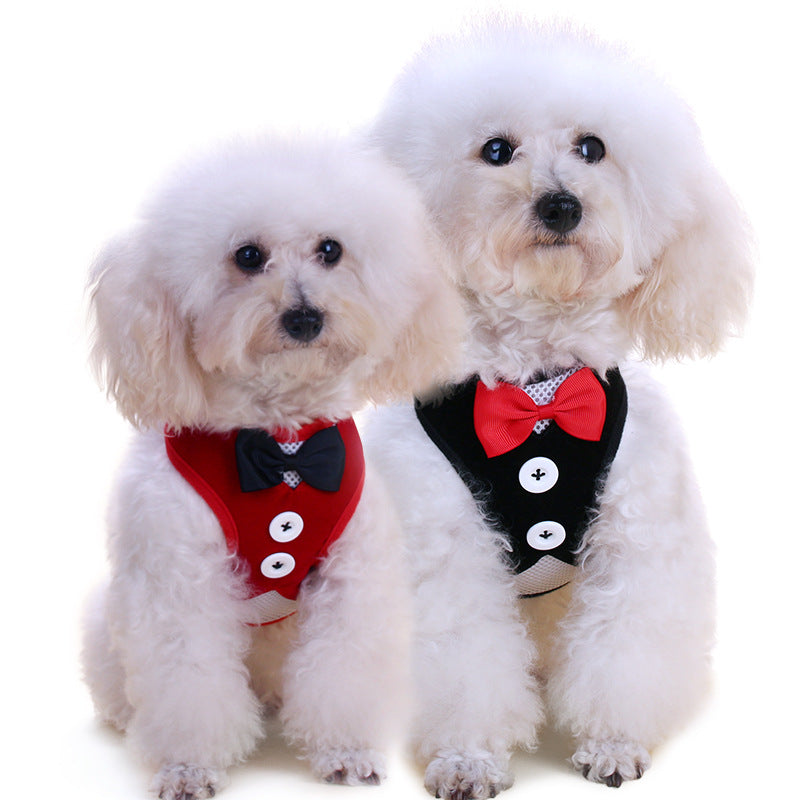 KFX-8692669 Pet Dress Chest Harness with Bow Tie - Various Colors and Sizes Available