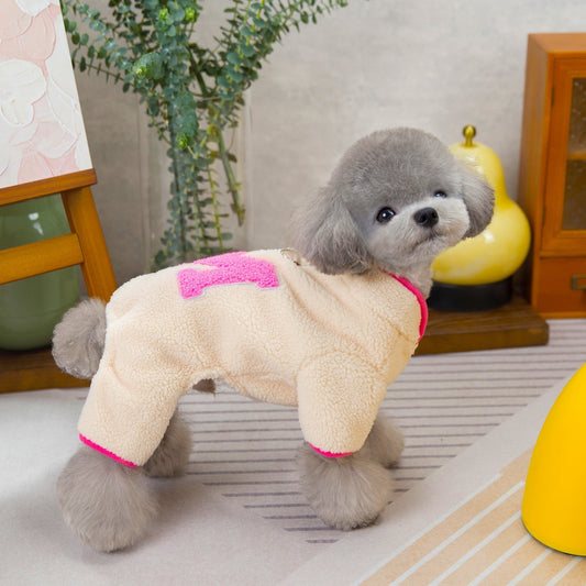 KFX-8694845 Fluffy Four Legs Pet Jacket - Casual Polyester Clothing in Beige and Coffee