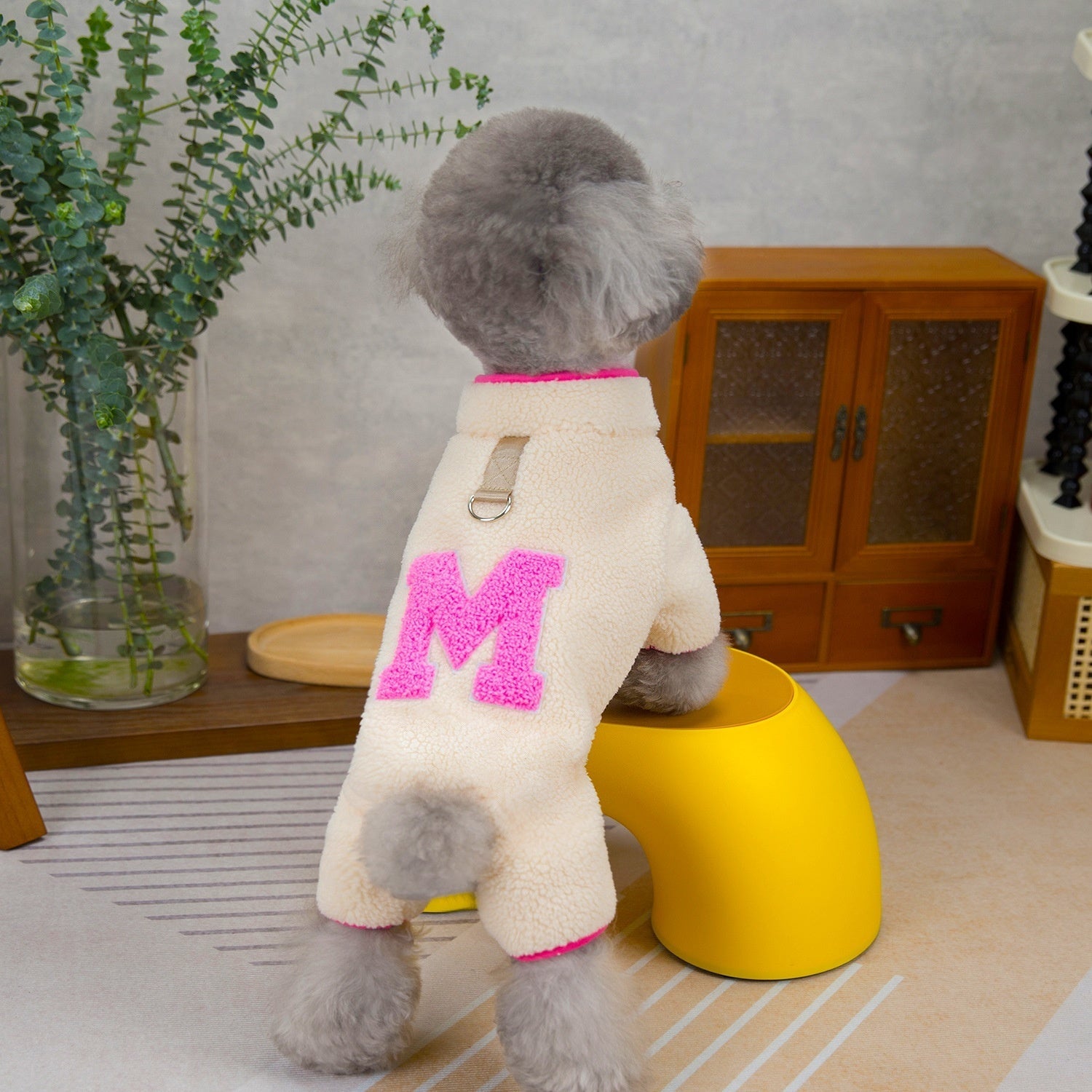KFX-8694845 Fluffy Four Legs Pet Jacket - Casual Polyester Clothing in Beige and Coffee