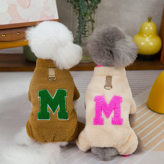 KFX-8694845 Fluffy Four Legs Pet Jacket - Casual Polyester Clothing in Beige and Coffee