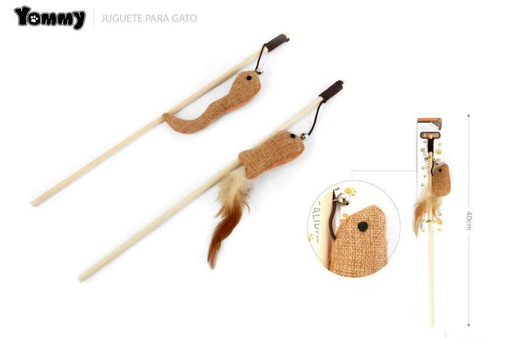 KFX-8695101 Interactive Cat Teaser Wand with Colorful Feathers and Ball