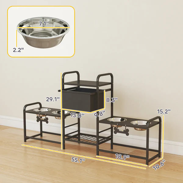 KFX-8696253 Pet Feeding Station with Storage for Dog Bowls