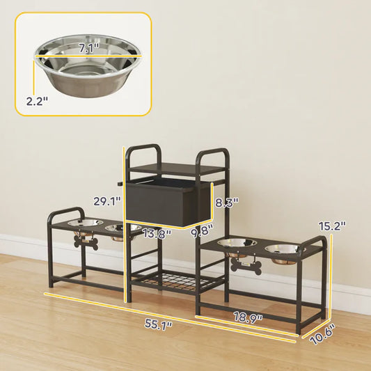 KFX-8696253 Pet Feeding Station with Storage for Dog Bowls