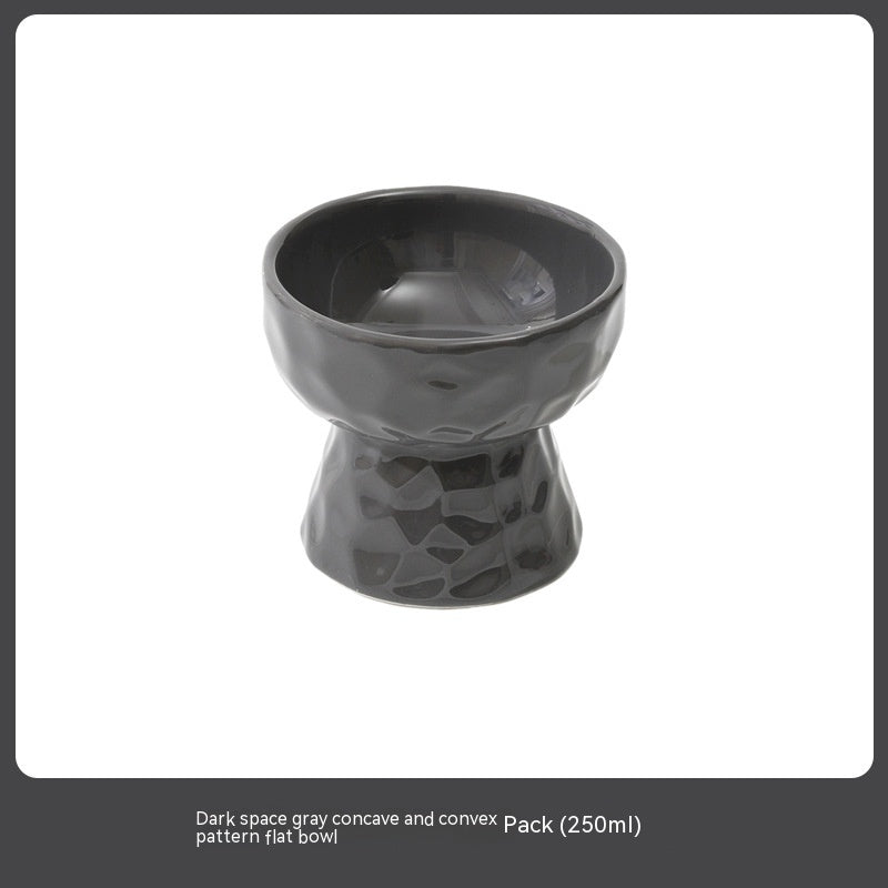 KFX-8700221 Ceramic High Leg Oblique Bowl for Cats - Light Beige, Filbert Brown, Deep Space Gray