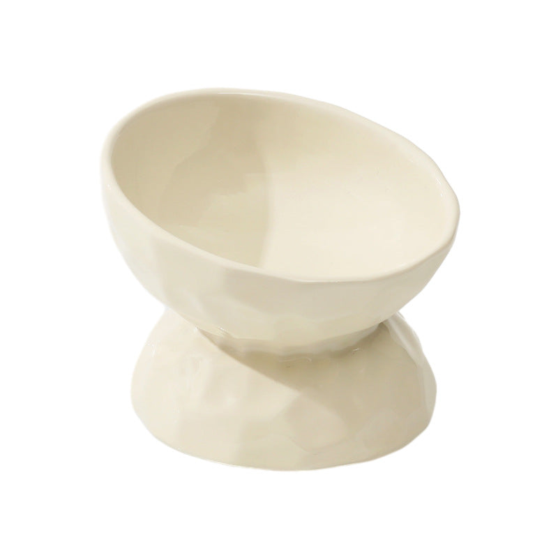 KFX-8700221 Ceramic High Leg Oblique Bowl for Cats - Light Beige, Filbert Brown, Deep Space Gray