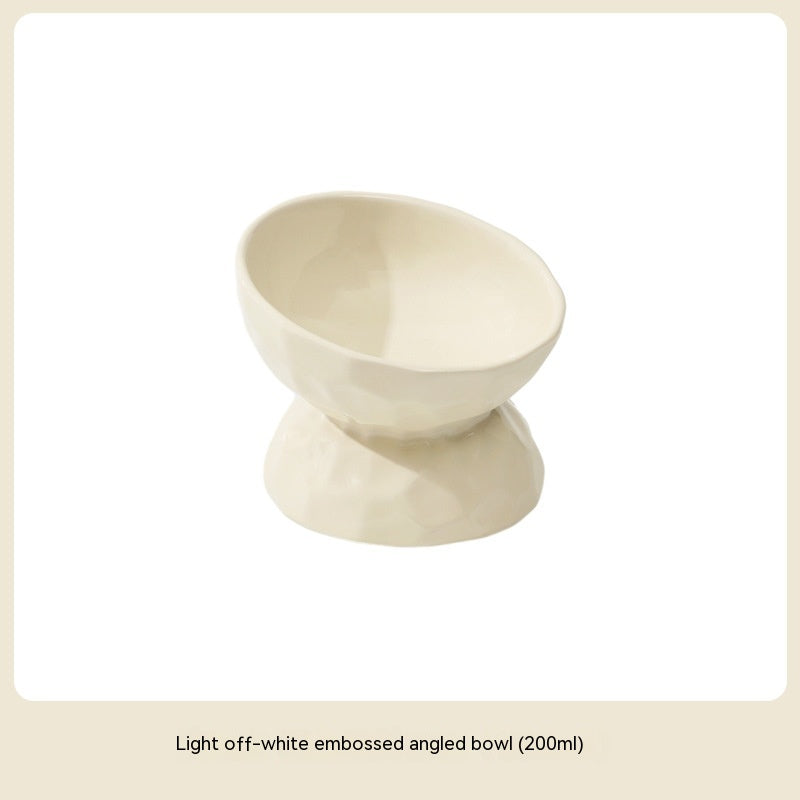KFX-8700221 Ceramic High Leg Oblique Bowl for Cats - Light Beige, Filbert Brown, Deep Space Gray