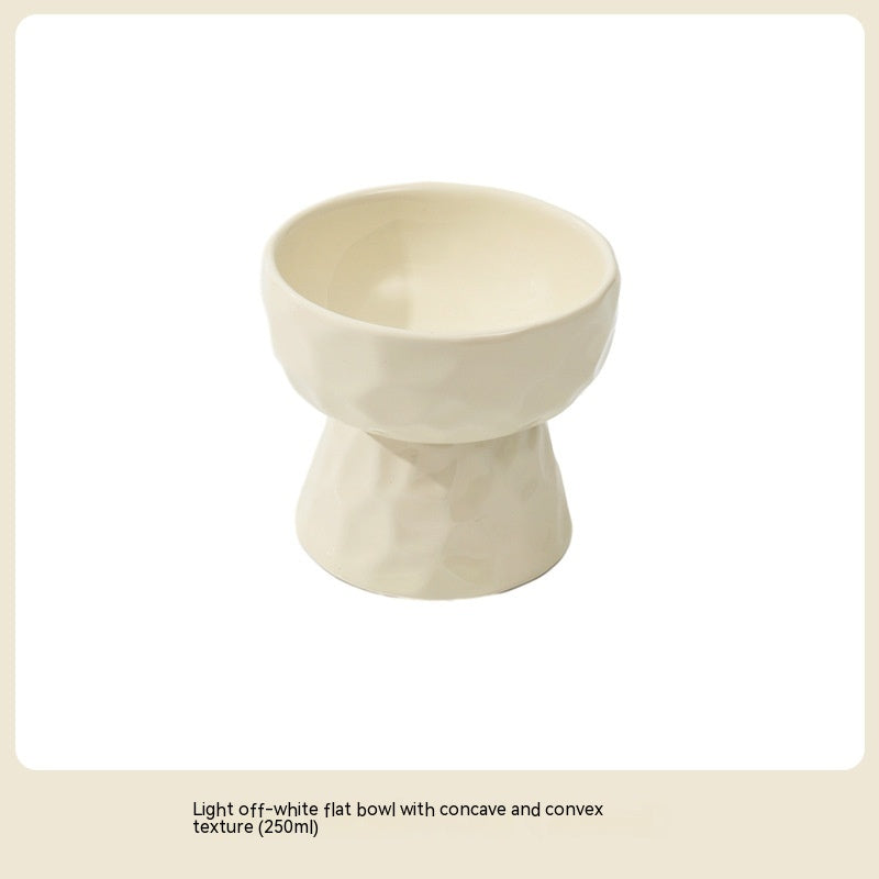 KFX-8700221 Ceramic High Leg Oblique Bowl for Cats - Light Beige, Filbert Brown, Deep Space Gray
