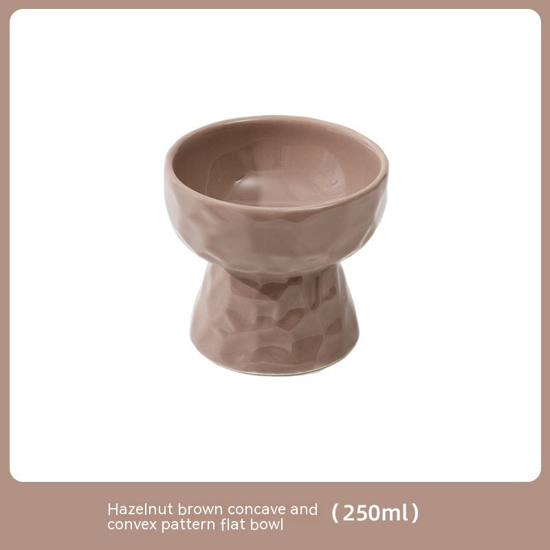 KFX-8700221 Ceramic High Leg Oblique Bowl for Cats - Light Beige, Filbert Brown, Deep Space Gray