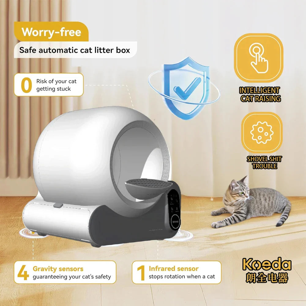 KFX-870163 Extra Large Smart App-Controlled Self-Cleaning Cat Litter Box with Odor Control and Easy Clean Feature