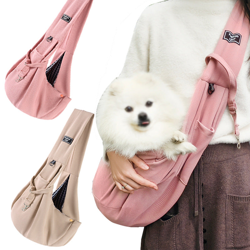 KFX-8702269 Large Capacity Portable Crossbody Cat Bag - Soft Waffle Fabric, Ideal for Pets Under 7.50kg
