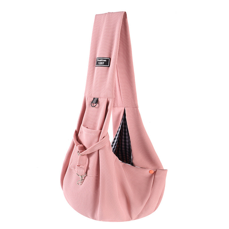 KFX-8702269 Large Capacity Portable Crossbody Cat Bag - Soft Waffle Fabric, Ideal for Pets Under 7.50kg