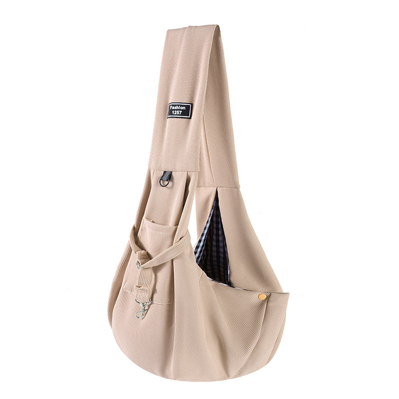 KFX-8702269 Large Capacity Portable Crossbody Cat Bag - Soft Waffle Fabric, Ideal for Pets Under 7.50kg