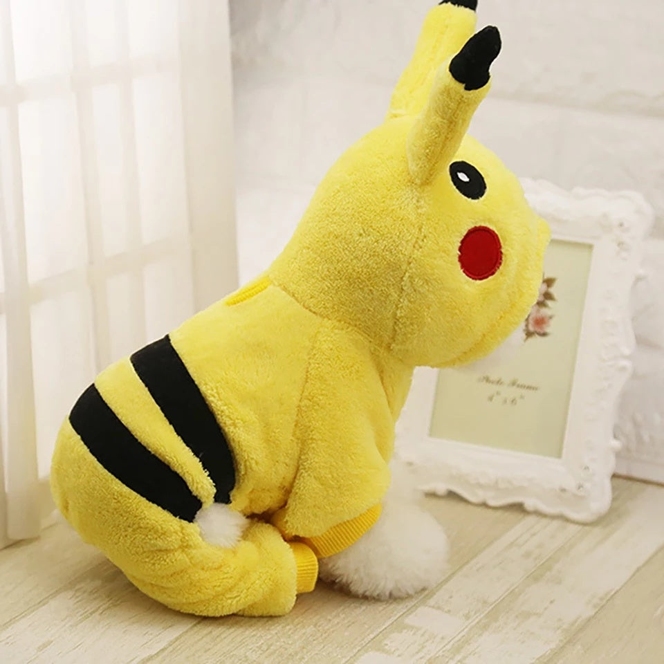 KFX-8703293 Cute Cartoon Cat Hoodie Pajamas Coat for Small to Medium Dogs and Cats - Warm Fleece Outfit