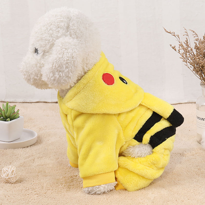 KFX-8703293 Cute Cartoon Cat Hoodie Pajamas Coat for Small to Medium Dogs and Cats - Warm Fleece Outfit