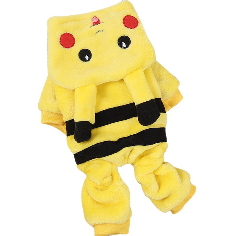KFX-8703293 Cute Cartoon Cat Hoodie Pajamas Coat for Small to Medium Dogs and Cats - Warm Fleece Outfit