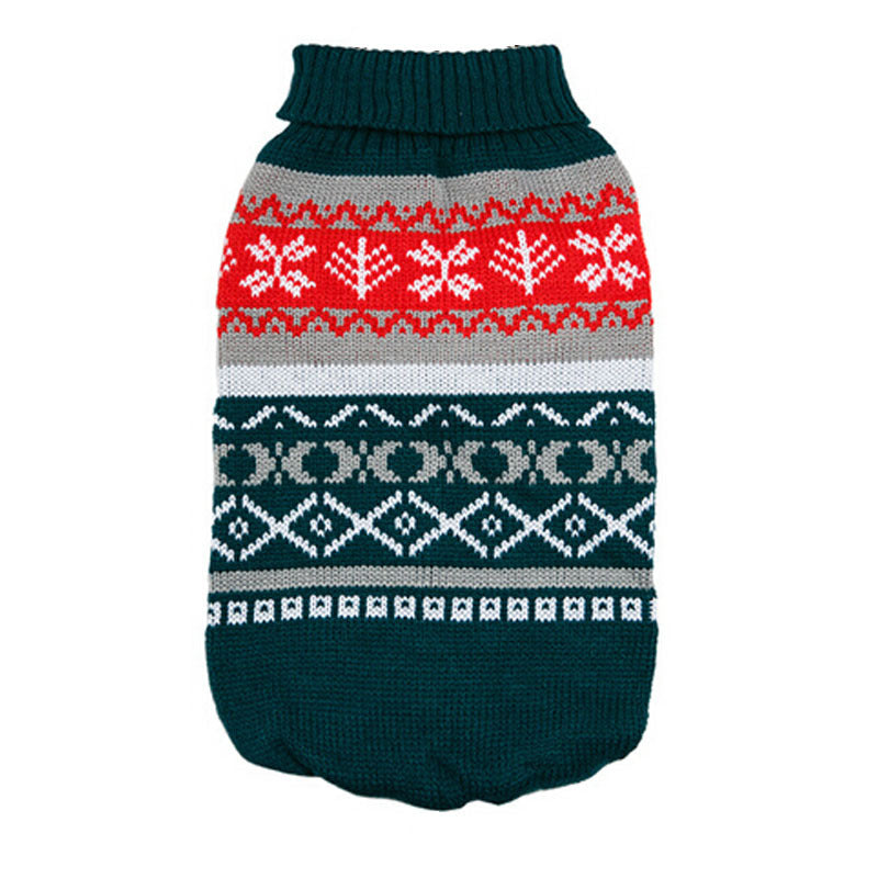 KFX-8703805 Pet Sweater with Leaf Pattern and Lapel - Cozy Wool Fabric in Yellow, Green, Pink, and Gray
