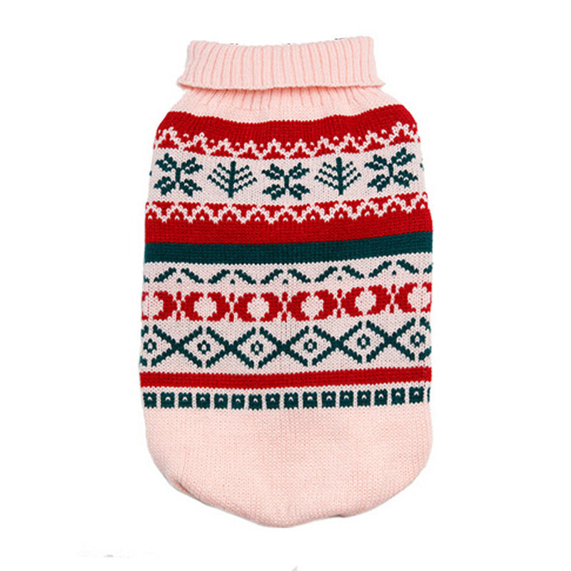 KFX-8703805 Pet Sweater with Leaf Pattern and Lapel - Cozy Wool Fabric in Yellow, Green, Pink, and Gray