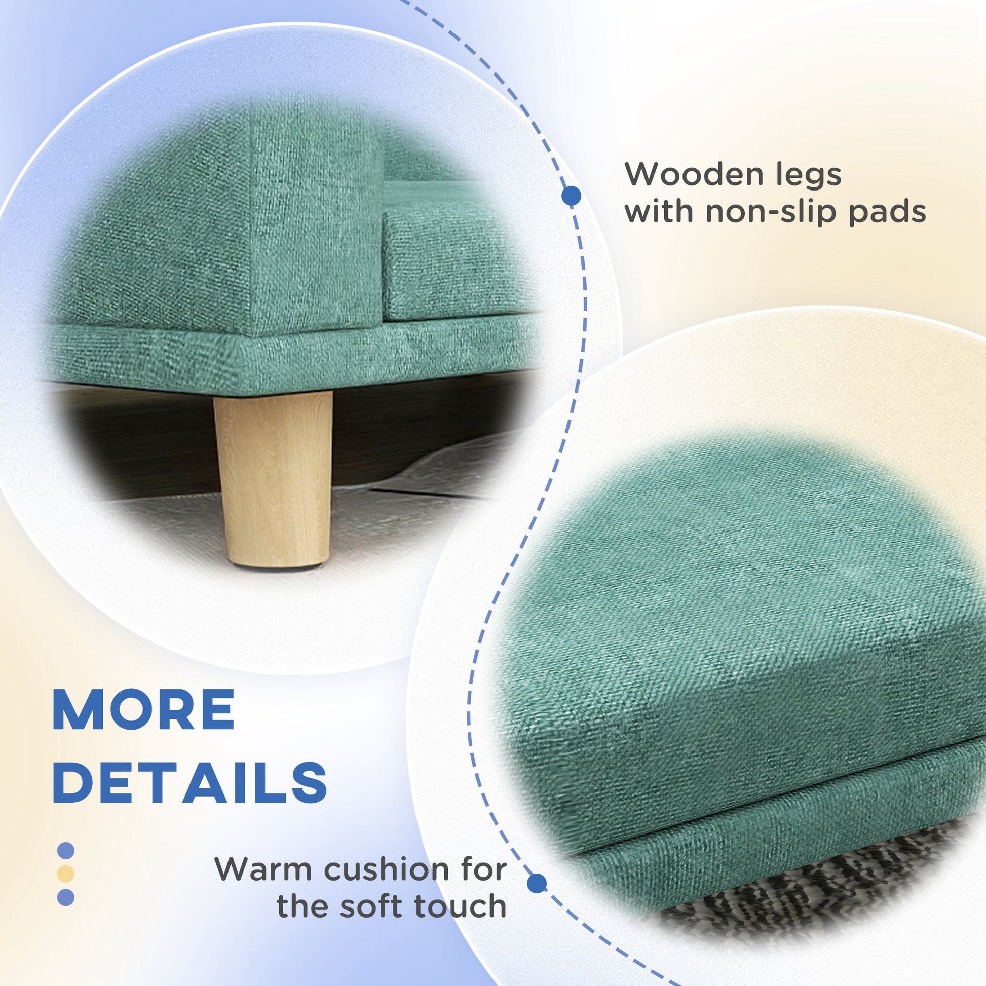 KFX-8704445 Large Dog Sofa Couch Bed with Washable Cushion, Light Green, Elevated Design for Comfort