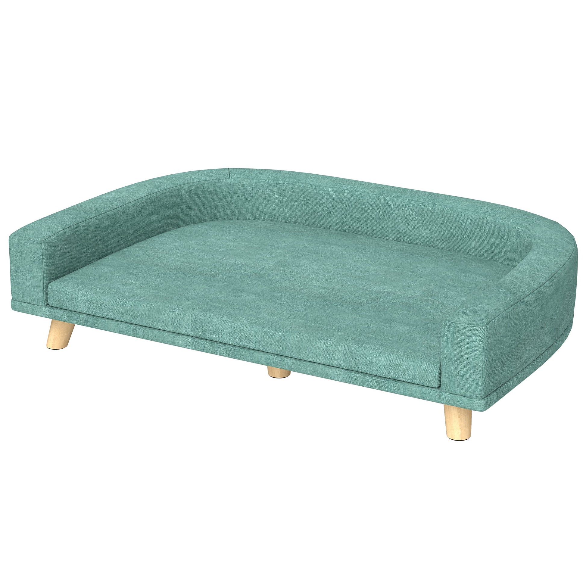 KFX-8704445 Large Dog Sofa Couch Bed with Washable Cushion, Light Green, Elevated Design for Comfort